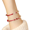 925 Sterling Silver Bamboo Red String Bracelet with Agate