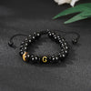 Alphabet Letter Bracelet with Tiger Eye and Black Glass Beads