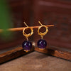 Enamel and Natural Crystal Drop Earrings, Chinese Style