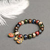Liuli Glass Bead Bracelet with Swallowing Beast Charm