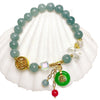 Strawberry Quartz and Jade Bracelet with Fortune Charm