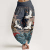 Women's Cotton Harem Pants with Elastic Waist and Printed Designs