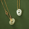 Interlocking Rings or Gourd Pendant Necklace, Gold Tone Chain