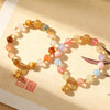 Natural Multi-Stone Crystal Bracelet with Gold-Tone Charms