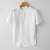 Men's Solid Color Button Short Sleeve Cotton Linen Shirt