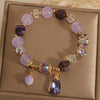 Lavender Crystal Drop Bracelet with Gold-Tone Charms