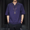 Men's Linen Short Sleeve Shirt Casual Summer Half Sleeve T-Shirt