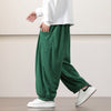 Men's Solid Color Corduroy Drawstring Harem Pants With Pockets