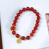 Cinnabar Bracelet with Fu Charm, Red Beads