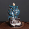 Owl Backflow Incense Burner, Ceramic Waterfall Smoke Fountain