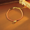 Red String Gourd Bracelet with Gold Tone Charm