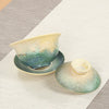 Green Ocean Waves Ceramic Gaiwan Teacup Set