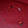 Red String Waist Chain with Snake Charm and Beads