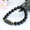 Nine-Eye Dzi Bead Black Agate Bracelet
