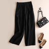 Women's Wide Leg Pants with Pockets, High Waist Cotton Linen Trousers