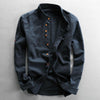 Men's Linen Cotton Long Sleeve Stand Collar Shirt