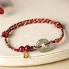 Jade Peace Buckle Bracelet with Cinnabar and Sterling Silver