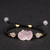 Pink Crystal Pixiu Braided Bracelet with Cord
