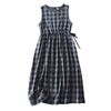 Women's Summer Sleeveless Dress Vintage Plaid Midi Style