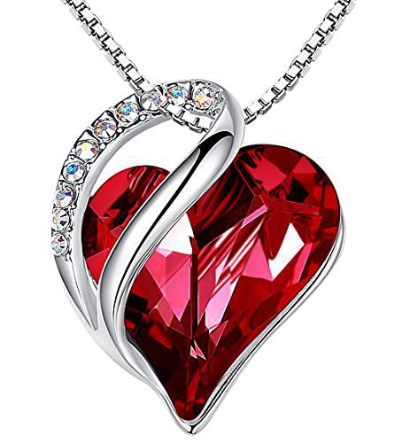 Love Heart Birthstone Necklace Pendant Geometric Alloy Jewelry