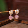 Enamel and Natural Crystal Drop Earrings, Chinese Style