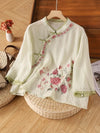 Vintage Chinese Embroidery Floral Shirt Frog Button Top