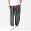Men's Harem Pants Summer Casual Cotton Linen Cropped Trousers
