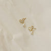 Sterling Silver Heart Stud Earrings with Pearl Drop