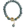 Flower Charm Bracelet with Green Optimized Jade Beads