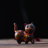 Hand-Carved Rainbow Wood Cat Figurine