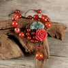 Green Luck Dangling Flower Bracelet, Agate Beads