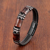 Tiger Eye Bamboo Stone Leather Bracelet Protection Power