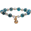 Agate Bead Charm Bracelet with Gold Tone Pendant