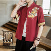 Men's Chinese Dragon Embroidery Cotton Linen Shirt