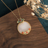 Gold-Tone Necklace with Ruyi Motif and Faux Jade Pendant