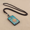 Ebony Wood Pendant Necklace with Buddhist Symbols