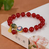 Red Agate Bracelet with Jade and Enamel Charm