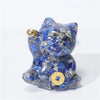 Lucky Cat Crystal Figurine, Resin Decor