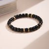 Rainbow Multi-Gemstone Disc Bead Bracelet with Gold-Tone Accents