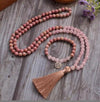 Natural Stone 108 Bead Mala Necklace with Tassel