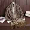 Jacquard Paisley Flower Pattern Color Contrast Design Tassel Cozy Scarf Shawl