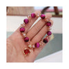 Rose Red Tiger Eye Pixiu and Fox Charm Bracelet