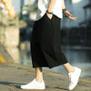 Men's Linen Pleated Pants Summer Drawstring Cropped Trousers