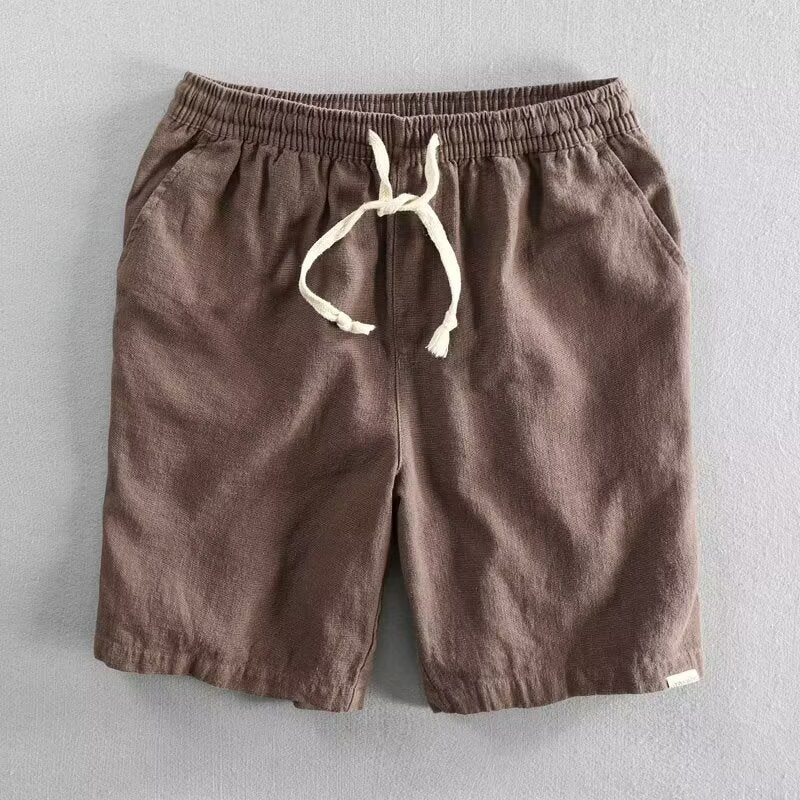 Men's Linen Shorts Drawstring Elastic Waist Pockets