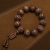 Wood Bead Bracelet with Engraved Charms and Tassel
