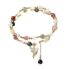 Double wrap bracelet with multicolored rutilated quartz beads and a gold fox charm