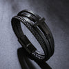 Handmade Leather Bracelet with Titanium Steel Buckle