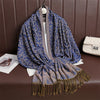 Jacquard Paisley Flower Pattern Color Contrast Design Tassel Cozy Scarf Shawl