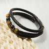 Tiger Eye Leather Wrap Bracelet for Men, Adjustable Retro Style
