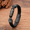 Dzi Bead Leather Bracelet with Stainless Steel Clasp